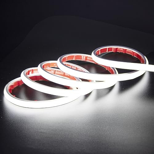 pcning 1M 2M 5M 10M Striscia LED COB 220V Adesiva senza Trasformatore IP67 Impermeabile Strip Light, 1 Metro Strisce LED Adesive 220 Volt da Interno Esterno (Bianco Freddo, 1)