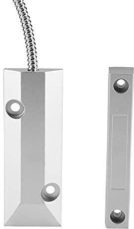 Magnetic Contact Sensor, Surface Mount Wired Contact Sensor, Magnetic Reed Switch Alarm for Home Garage Alarm Security Door Window Silver Gray