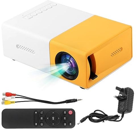 Holdfiturn Mini Projector YG300 Portable Projector Multimedia Full HD 1080P Home Theater Movie Projector Compatible with iOS Android Smartphone Tablet Laptop PS4 TV Stick DVD HDMI AV USB