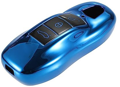 A ABSOPRO Auto Fernbedienung Schlüsselanhänger Abdeckung 3 Tasten für Porsche TPU Blau