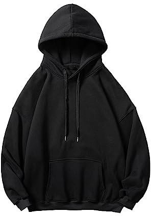 Mens Hoodies UK Clearance,Sweatshirt for Men Long Sleeve Plain Hooded Jumpers with Pockets Casual Loose Fit Solid Autumn Winter Warm Pullover Tops Sports Gym Hoody Sweatshirt Plus Size 22 Black