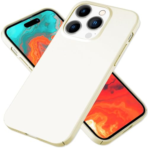 NALIA Ultra Slim Hardcase für iPhone 15 Pro Max - Hülle, Creme Beige | Erhöhter Kamerarand, Kabelloses Laden, Kratzfestes Polycarbonat, Rutschhemmende Silk-Touch Oberfläche, PUREFIT