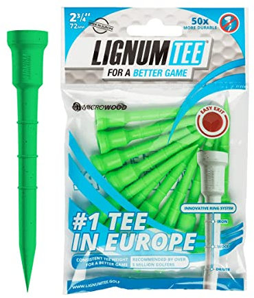 LIGNUM 50 x langlebigere Microwood-Golf-Tees 2 3/4 Zoll – 72 mm / verstellbares Golf-Tee/Innovative Holzfaser und natürliche Klebstoffe/Golf Tees 2 3/4, Tees Golf, Golfball-Tees / 12 Stück