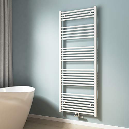 EMKE Radiateur Sèche-Serviettes Blanc 1600 x 600 mm, Radiateur Sèche-Serviettes pour Salle de Bain Chauffage à Eau Chaude 761 Watts