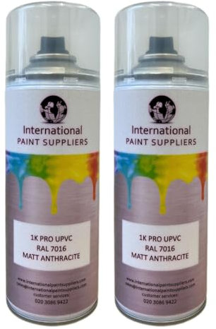 PROTOUCH 2x RAL 7016 Matt Finish Anthracite UPVC PVC Plastic Spray Aerosol Paint 400ml Windows Doors Kitchen Panels