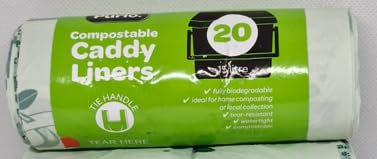 Purio Compostable Caddy Liners - 2 rolls of 20 bags. 15 litre capacity per bag