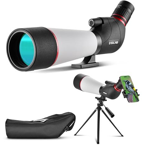 ESSLNB 20-60X80 Spektiv mit Verstellbarem Stativ, Tragetasche und Smartphone-Adapter, BAK4-Prisma, Wasserdicht