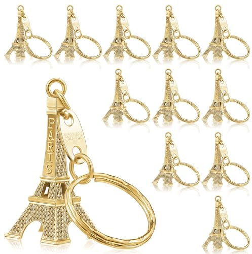 AMMICCO Lot de 20 Porte-clé Tour Eiffel Pendentif Clé Cadeaux Souvenir Paris France (or)
