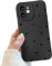 POTOK Handyhülle für iPhone 12 Schwarz matt mit Kameraschutz, Niedlich Herz Schutzhülle Design für Frauen Mädchen, Kratzfeste Schutzhülle für iPhone 12