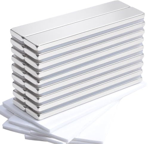 OCEUMAOA 18Pack Neodymium Magnets Strong Bar 60x10x3mm Magnetic Strips Self Adhesive Rare Earth Magnets with Double-Sided Adhesive Flat Magnets Thin Strong for Fridge Kitchen Craft Storage