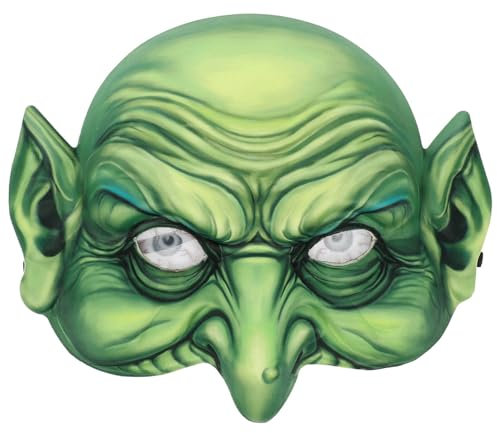 Cabilock Vieux Masque De Sorcière Halloween Mascarade Masque De Gobelin En Mousse Effrayant Vert Demi-Visage Nez D'aigle Masque De Sorcière Horreur Visage Zombie Pour Costume De Cosplay