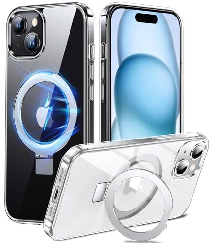 Chicfun Magnetisch Ständer für iPhone 15 Hülle für MagSafe [Nr. 1 Magnetkraft+Handlicher Ständer+Militär Stoßfest] Schutzhülle Handyhülle iPhone 15 Phone Case Cover Silikon Bumper Handyhüllen