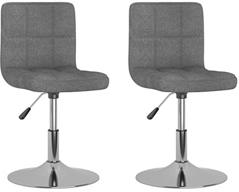 vidaXL 2X Esszimmerstuhl Drehbar Höhenverstellbar Küchenstuhl Essstuhl Drehstuhl Wohnzimmerstuhl Stuhl Polsterstuhl Lehnstuhl Hellgrau Stoff