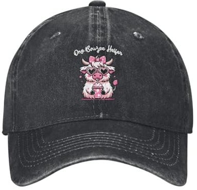 Baseballkappe mit Aufschrift Just A Girl Who Loves Highland Cow, Golfmütze, Papa-Hut, Vintage-Stil, Baumwolle, gewaschen, Baseballkappe für Damen und Herren, Süße Hochlandkuh One Boujee Heifer