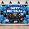 Gaming Party Decorations for Boys - Gamer Birthday Backdrop Banner, Video Game Theme Party Supplies Photo Photography Background, Blue Happy Birthday Background Cloth 180 x 120 Cm