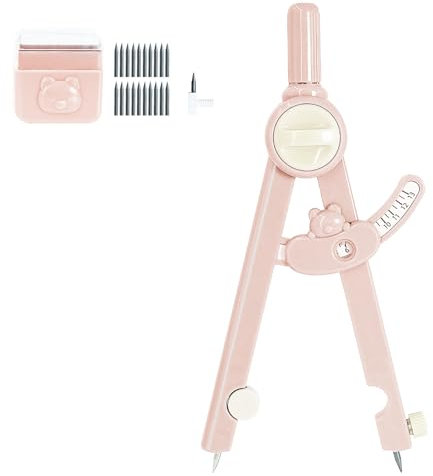 Huntone 2-in-1 Zirkel Mit Feststellrad, Anzeige Mit Skala Zirkel, Im Lieferumfang Sind 20 Ersatzkerne Und 1 Ersatzteil Enthalten, Zirkel Max. Durchmesser 260 Mm (Rosa)