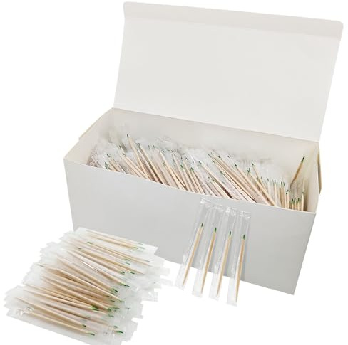 Palillos de dientes de madera con sabor a menta, envueltos individualmente, 1000 palillos de dientes de cóctel de 2.5 pulgadas, palillos de aperitivos de alta calidad, palillos de dientes de viaje,