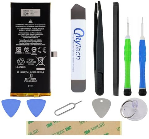 OnlyTech - Reparaturset Premium Ersatzakku G025E-B für Google Pixel 4A 5G – 3800 mAh – Originalqualität mit 10 Werkzeugen und Klebstoff