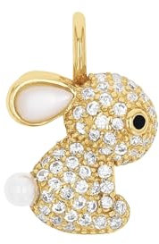 Amor Motivanhänger 925 Sterling Silber Damen Anhänger, mit Katzenauge, mit Muschelkernperle, 1,4 cm, Weiß, Hase, Kommt in Schmuck Geschenk Box, 2039035