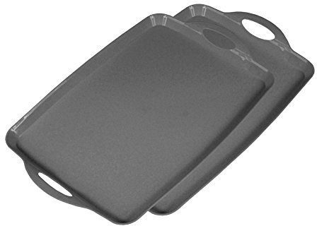 simpa Large Plastic Serving, Breakfast, TV Dinner Trays with Handles - Graphite 51 x 33cm - Set of 2