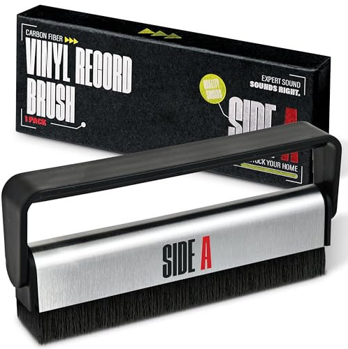 Stock Your Home Vinyl Record Brush with Soft Carbon Fibre Bristles, Anti-Static, Gentle Cleaning & Dusting- Essential Record Player Accessory