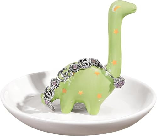 Titanape Grüner Dinosaurier-Ringhalter, Dinosaurier-Geschenke, Ringhalter für Ringe, Ohrringe, Armbänder, Halsketten, Organizer, Geburtstag, Muttertag, Erntedankfest, Weihnachtsgeschenke für Frauen