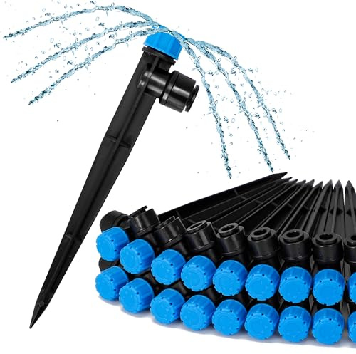 Bonviee Tropfbewässerungsstrahler, 6,35 mm (1/4 Zoll), Push-to-Connect-Präzisions-Bewässerungsstäbe, niedriger Durchfluss, Gartenbewässerungssystem für Gemüse, Sträucher und Blumenbeete, 20 Stück