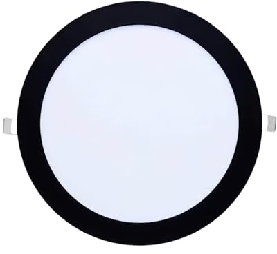 ONSSI Placa LED de Techo 20W 2000 Lúmenes,Blanco Frío (CCT Cambio en Blanco-Neutro-Cálido) Panel Super Slim Redondo Φ220mm Empotrado Downlight LED (Marco Negro)