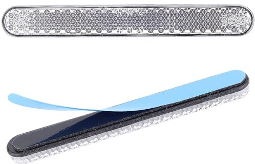 Cretassion 2 Stück Motorrad Fahrrad Reflektor E4-Geprüft, Rechteckiger Reflektor Rückstrahler Katzenauge hinten Selbstklebend Rückstrahler Reflektierend Weiß