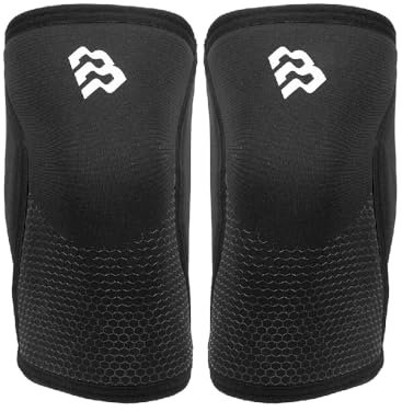BLOR Ginocchiere 2.0 Black 5 | 7mm Ideali Per Powerlifting In Neopreme | Unisex A Compressione | Sollevamento Pesi | Ottime Per Bodybuilding E Crosstraining (7MM, L)