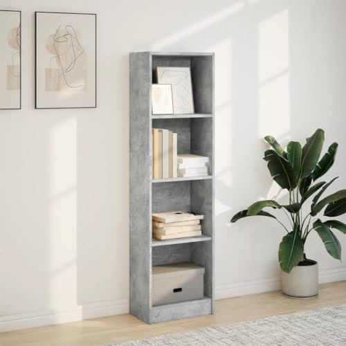 HEFZGDB Bücherregal Betongrau 40x24x143 cm Holzwerkstoff Allzweckschrank Bücherregal Klein Regale Vitrine für Büro Wohnbereich Arbeitszimmer Schlafzimmer