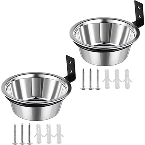 2 ciotole da parete per cani, ciotola per l'alimentazione del cane con supporto appeso, mangiatoia per animali domestici, in acciaio inossidabile, 30 x 7 cm