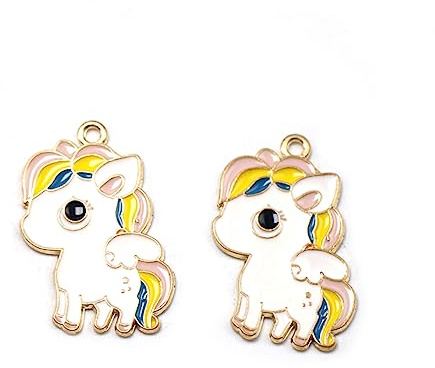 Modischer Einhorn Anhänger aus Legierung, 10 Stück Weihnachten Party | Selbstgemacht Charme für Schmuckherstellung, Buntes Anhänger, Keychain und Keyring, Dekoratives Zubehör