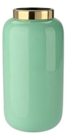 Gift Company Saigon, Vase mit Metallring, XS(H17cm), Mint/Gold, 8x17x8cm