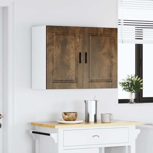 Homvdxl Küchenhängeschrank 80x31x60 cm - Wandschrank mit 2 Türen für Wohnzimmer, Flur, Bad, Küche - Eiche + Rustikal