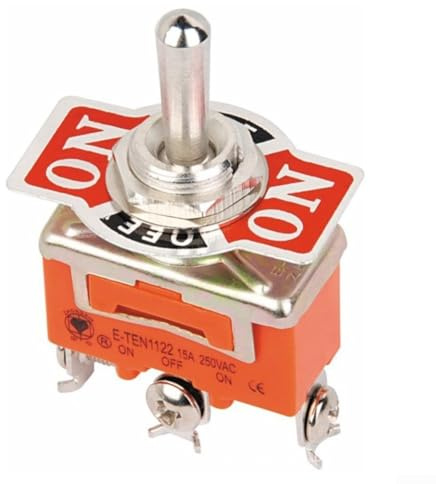 Interruttore a levetta SPST ETEN1122 con 3 posizioni on off a 3 pin nominale 15 A 250 V autobloccante bilanciere e supporto da 12 mm per un'installazione sicura