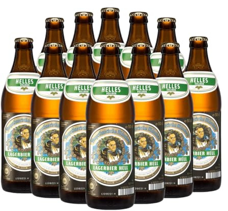 Augustiner Helles German Lager – 12 x 500ml Bottles | 5.2% ABV | Authentic Bavarian Helles from Munich
