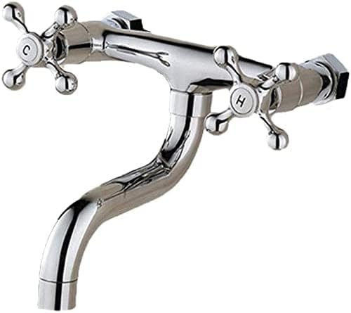 Wandarmatur Edelstahl Wasserhahn Wandmontage mit Kalt und Heiß Einhebelmischer Küche Bad Wand Armatur Ausgußbecken Zweigriff Mischer Wand Spültisch