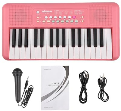 Aumotop 32 Key Electronic Keyboard Piano Dual Speaker Portable Music Instrument for Beginners Pink/Green (Yellow)