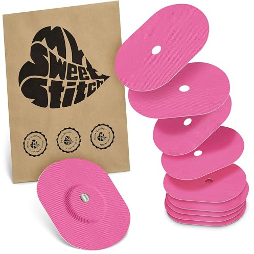 MySweetStitch 10 Fixierpflaster für FreeStyle Libre 3/3 Plus oval Pink | Hilft gegen vorzeitiges Ablösen, wasserfest und schnell trocknend, hautfreundlich, bis zu 15 Tage Halt