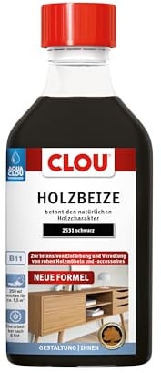 CLOU Holzbeize schwarz – Wasserbeize für Möbel & Innentüren – 250 ml
