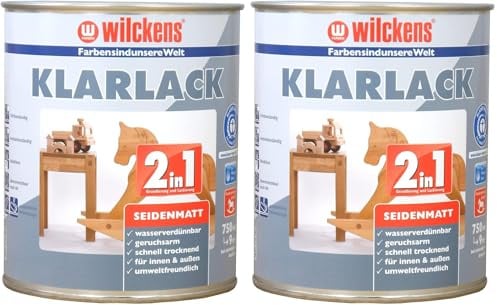 Wilckens 2in1 Klarlack seidenmatt, 750 ml, farblos (Packung mit 2)