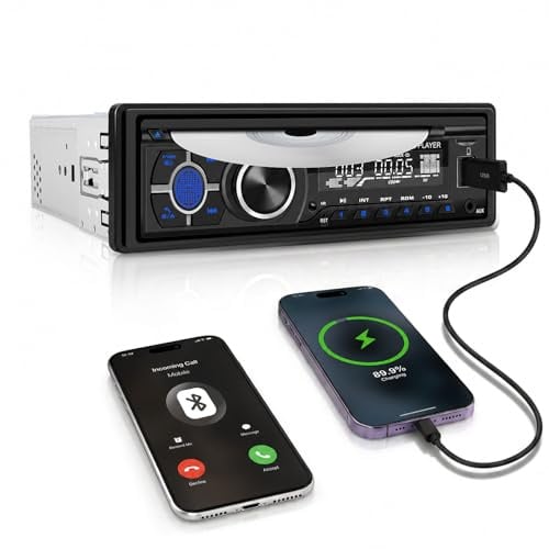 Autoradio SIXTOP 1 DIN con lettore DVD/CD, autoradio 1 DIN con chiamate in vivavoce Bluetooth,radio 1 DIN con radio FM/AM, lettore MP3 con controllo tramite app, supporta ingresso AUX/riproduzion