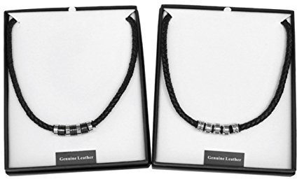 Equilibrium Men's Black Leather Necklace (7570) - Assorted
