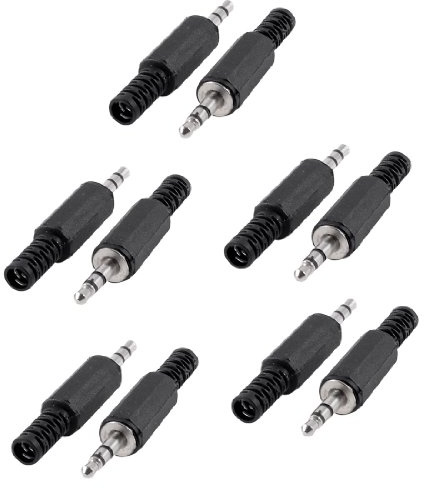 sourcing map 3.5mm Plastic Shell Audio Jack Plug Connector - Black (Pack of 10)