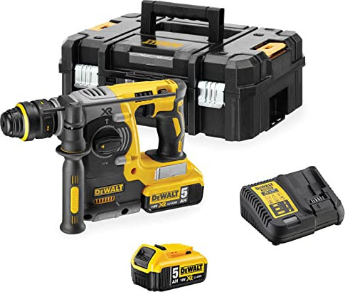 DEWALT DCH274P2-GB DCH274P2 18V XR li-ion SDS+ Rotary Hammer Drill with Quick Change Chuck (2 x 5AH Batteries), 18 V, Yellow/Black