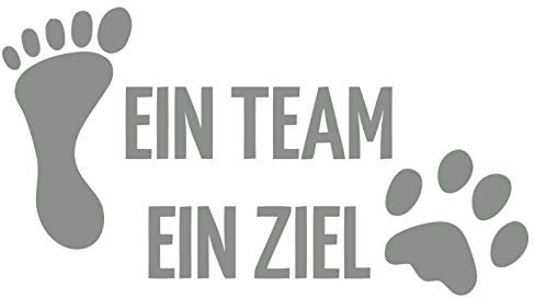 kleb-Drauf | 1 EIN Team EIN Ziel | Grau - glänzend | Wandtattoo Wandaufkleber Wandsticker Aufkleber Sticker | Wohnzimmer Schlafzimmer Kinderzimmer Küche Bad | Deko Wände Glas Fenster Tür Fliese