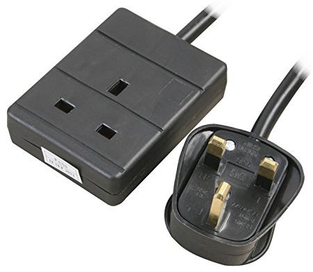 kenable 1 Gang Single Way UK 13A Mains Power Socket Extension Lead Black 0.5m [0.5 metres]