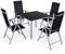 CASARIA Comedor de Jardín Bern Plata Aluminio 90x90 Mesa y 4 Sillas Plegables 8 Posiciones Muebles Exterior