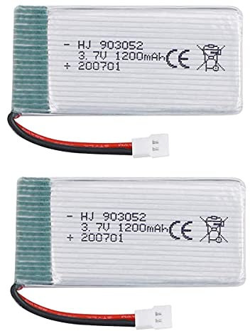 YUNIQUE GREEN-CLEAN-POWER - Rechargeable Lipo Battery 3.7V 1200mAh for Drones | Compatible with Syma X5SC, X5SW, Wltoys, JJRC | Flight Time 15 Min, 54x29x9mm - 27,4 gr, Silver